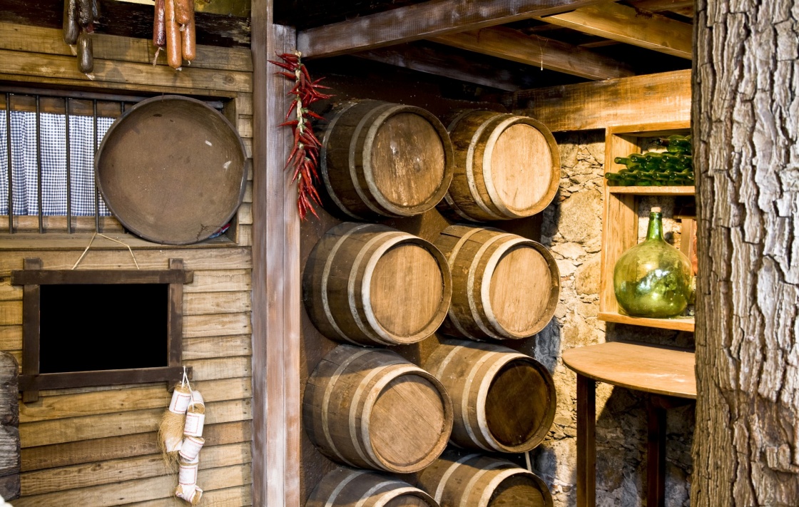 Wine cellar in the famous Balcony house, located in Tenerife, Spain. Includes blank blackboard.